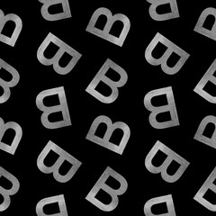 Seamless pattern with letters b on black
