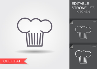 Chef hat. Line icon with editable stroke with shadow