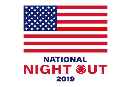 National Night Out.This is a community-police awareness-raising event in the United States, held the first Tuesday of August. Design for poster, greeting card, banner, background. 