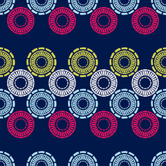 Polka dots seamless pattern. Mosaic of ethnic figures. Patterned texture. Geometric background. Can be used for wallpaper, textile, invitation card, wrapping, web page background.