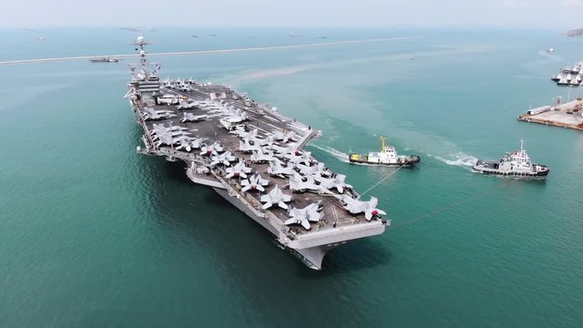 Nuclear ship, Military navy ship carrier full loading fighter jet aircraft for prepare troops.