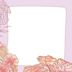 Square frame with beautiful delicate vintage floral pattern