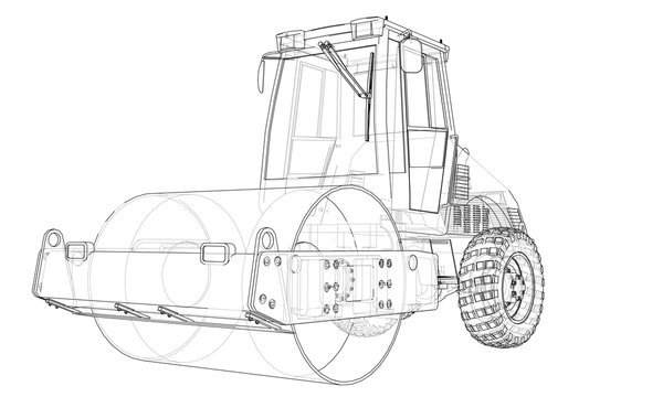 Construction Machine. Asphalt Compactor Vector