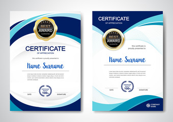 Certificate template clean and modern for diploma, official or different awards Vector illustration - obrazy, fototapety, plakaty