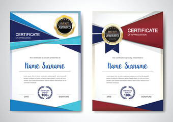 Certificate template clean and modern for diploma, official or different awards Vector illustration
