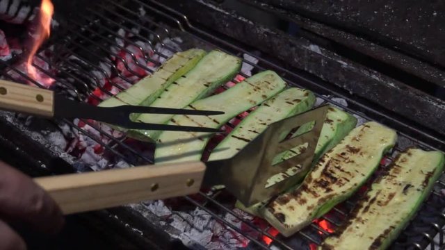Fresh homemade green zucchini grilled