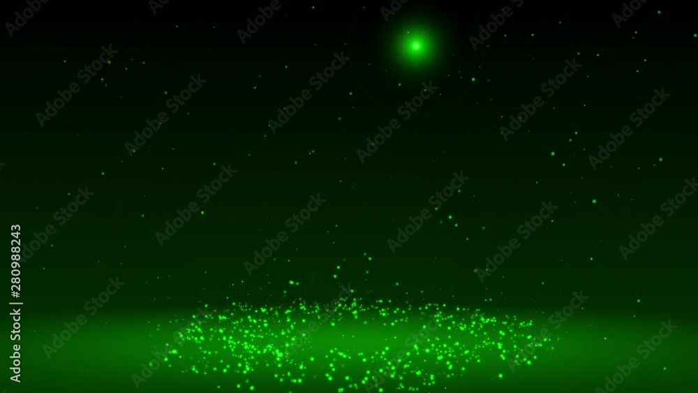 Wall mural particles that rotate many times and glow