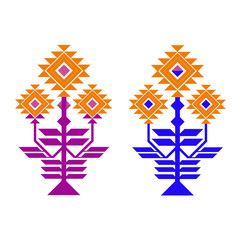 Handmade ethnic flower. embroidery. vector.