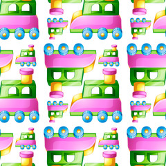 Seamless pattern tile cartoon with toy train