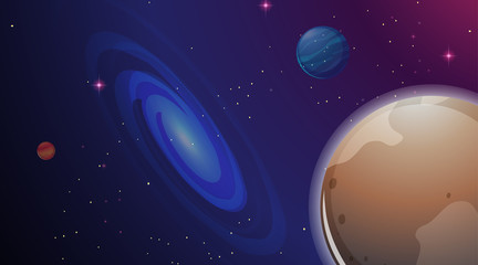 Fototapeta premium Galaxy and planet scene