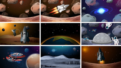 Set of various space scenes