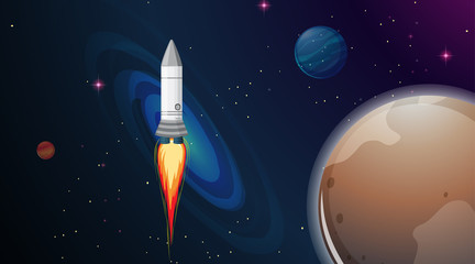 Rocket  and planet scene