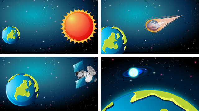 Set of different space scenes © GraphicsRF
