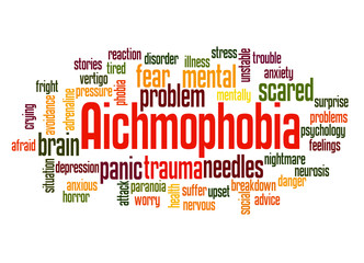 Fototapeta premium Aichmophobia fear of needles or pointed objects word cloud concept 2