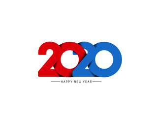 Happy New Year 2020 Text Design  Patter, Vector illustration.