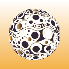 retro psychedelic bubbles field planet ivory gold