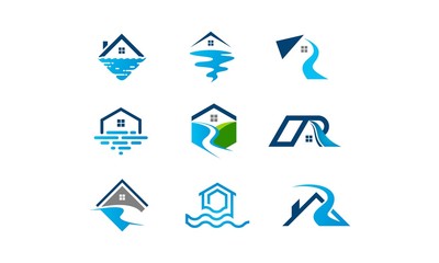 set of home logo icons