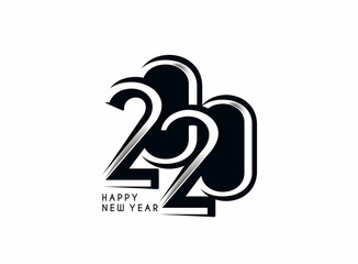 Happy New Year 2020 Text Design  Patter, Vector illustration.