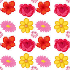 Seamless pattern tile cartoon with flowers