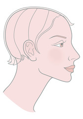 Girl with a short haircut and a beautiful skull. Template.