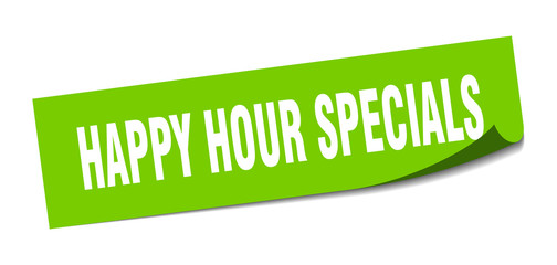 happy hour specials sticker. happy hour specials square isolated sign. happy hour specials