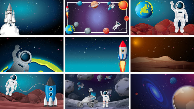 Large set of space scenes