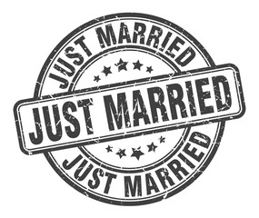 just married stamp. just married round grunge sign. just married