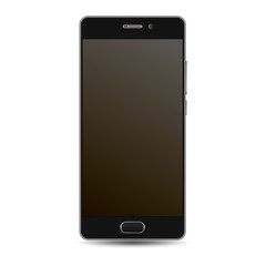 Smart Phone Vector Mockup. Black Mobile Template. Realistic Cell Phone Device Blank with Touch Screen. Modern Digital Smartphone Illustration. Business Technology Layout. Creative Electronic Drawing