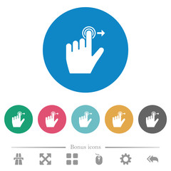 Left handed slide right gesture flat round icons