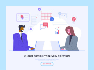 Business partnership landing page vector template