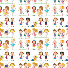 Seamless pattern tile cartoon with doolde kids