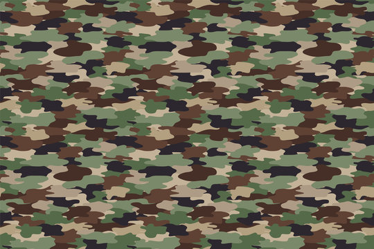Green military color seamless print pattern. Army clothing. Vector illustration.