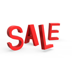 Red sale text on white background.
