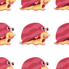 Seamless pattern tile cartoon with snail