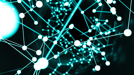 Abstract Network of Data Points and Lines Within Technological Cyberspace