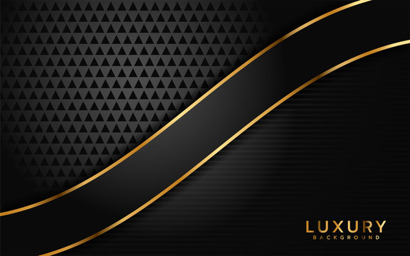 Luxurious dark black with golden line background