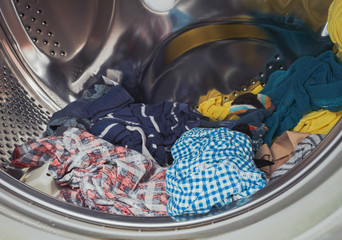 clean washed laundry in the washing machine