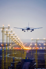 Airplane landing to airport runway