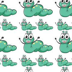 Seamless pattern tile cartoon with caterpillar