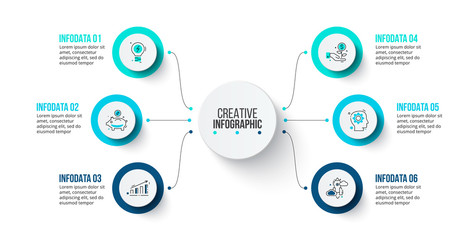 Six circle infographic elements. Business template for presentation. Vector concept with 6 options or steps.