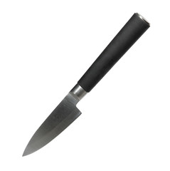 Kitchen knife with black handle isolated on white background