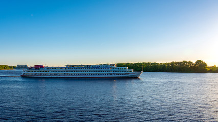 Cruise ship on the Volga River near the town of Uglich in Russia