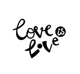 Love parade. LGBT community. Human rights. Text: love is love. Flat editable vector symbol illustration