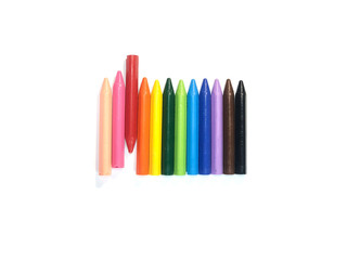 Colored wax crayons.
