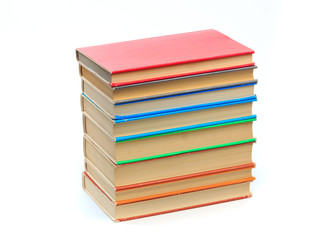 vintage old hardcover stack of  books  on white background.