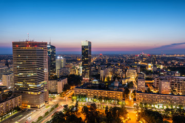 Warsaw City Aerial View In Poland