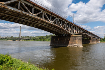 Poniatowski Bridge on Vistula River in Warsaw