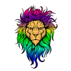 Vector hand drawn Tattoo Lion Illustration lineart