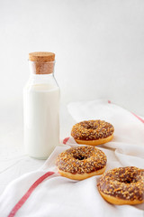 Baked Donuts With Chocolate And Milk
