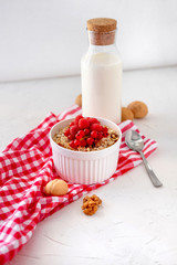 Granola With Fresh Berry And Milk